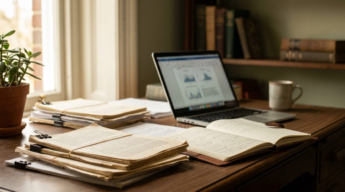 Academic research desk